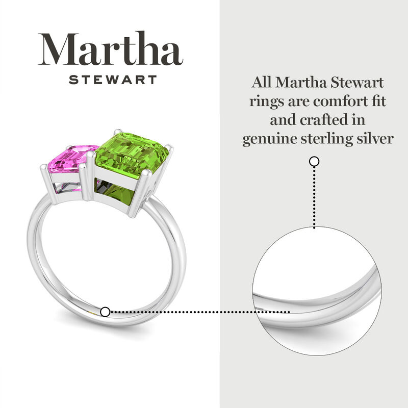 Martha Stewart 3 1/4ctw. Pink Sapphire & Peridot Two Stone Ring In Sterling Silver image number null